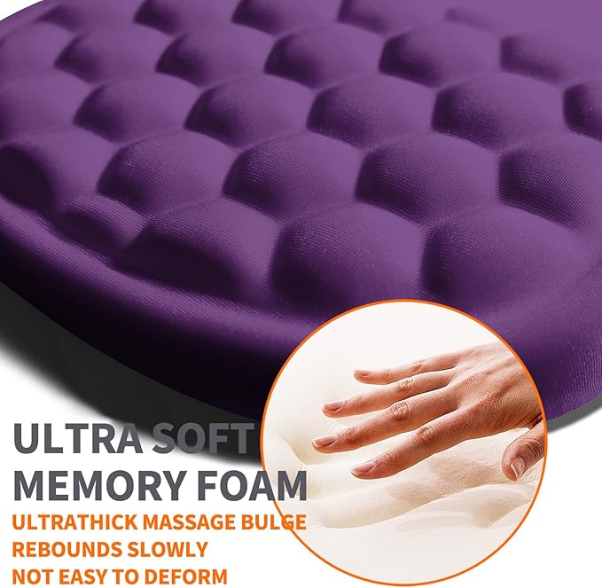 Armanza Ergonomic Joint Wrist Support Mouse Pad with Memory Foam Cushion Massage Bump, Carpal Tunnel Pain Relief Mousepad Slope Design for Wrist Rest, 11.8x7.9 in, Dark Violet