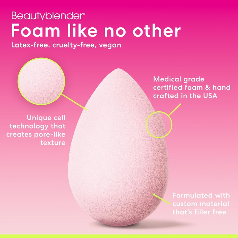 Beautyblender® Bubble Beauty Blender Makeup Sponge, Super-Soft Foam Easily Blends Foundations, Powders & Creams, Made in USA, Reusable, Washable, Streak Free Application