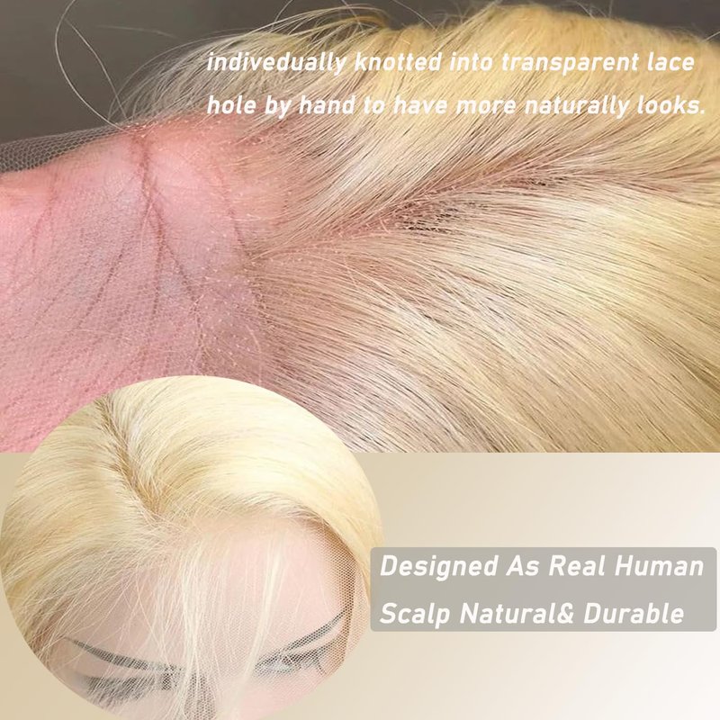 KAFEIER HAIR 613 Lace Frontal Straight Human Hair Ear To Ear Blonde Frontal 13X4 Transparent Hd Lace Free Part With Baby Hair Pre Plucked Brazilian Virgin Remy Human Hair Extension 14 Inch