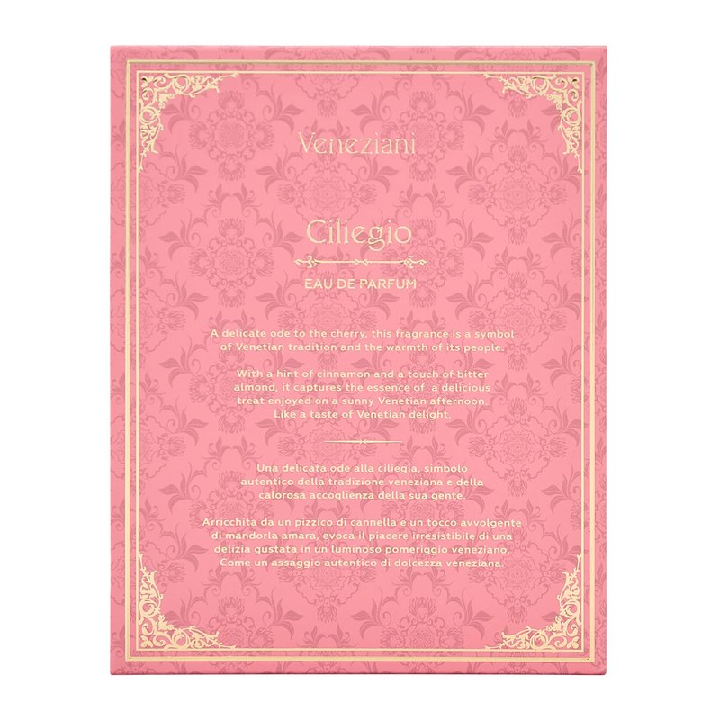 Veneziani Ciliegio - Italian Eau de Parfum - Long Lasting Perfumes for Women - Notes of Whiskey, Cinnamon, Vetiver and Vanilla Perfume - 2.5 oz