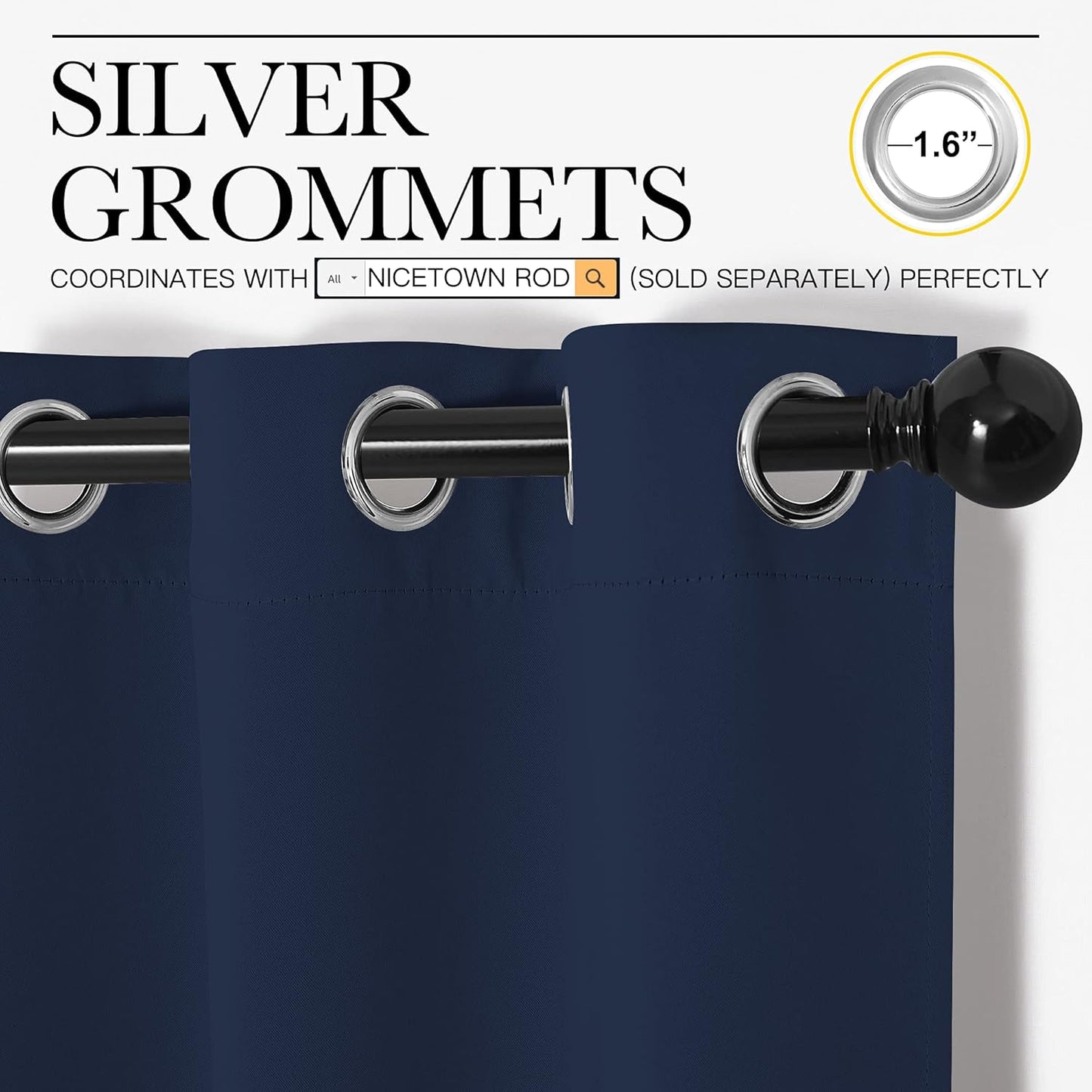 NICETOWN Blackout Curtains - All Season Thermal Insulated Grommet Drapes for Kids' Room | Navy, 34 x 45 Inches