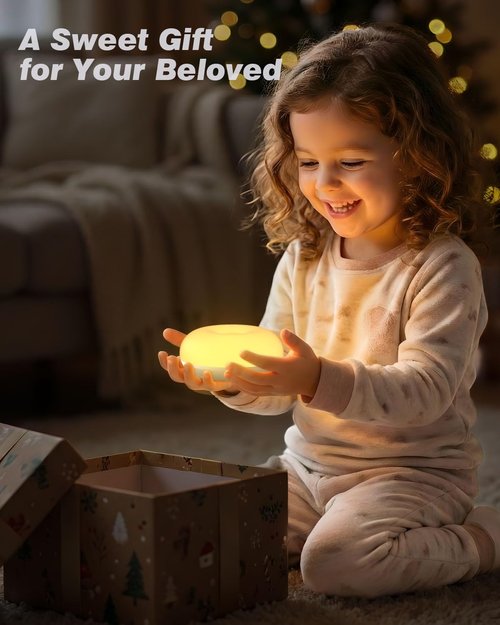 Geecent Baby Night Light, 0 Blue-Light Nursery Egg Light for Breastfeeding, Flip Design, Soft BPA Free, 3 Colors & Dimming, Rechargeable Portable Touch Nightlight for Kids Toddler