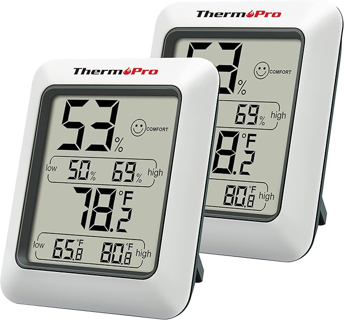 TempPro TP50 2 Pieces Digital Hygrometer Indoor Thermometer Room Thermometer and Humidity Gauge with Temperature Humidity Monitor(Previously ThermoPro)