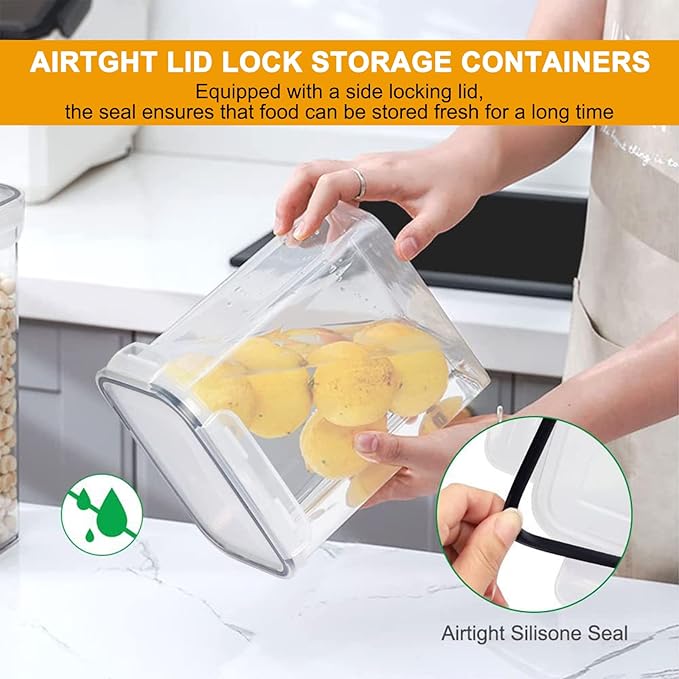stusgo 18 Pack Airtight Food Storage Containers with Lids, BPA Free Clear Pantry Storage Container for Kitchen Food Pantry Organizers and Storage, Plastic Pantry Organiser for Cereal,Flour and Sugar