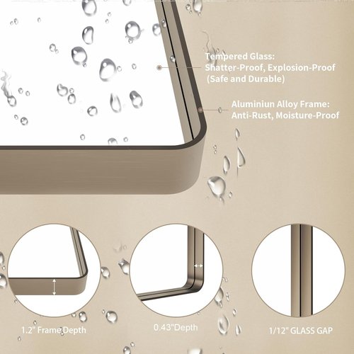 LOAAO Bronze Bathroom Mirror - 72”x32” Rounded Rectangle with Anti-Rust Metal Frame | Hangs Horizontally or Vertically