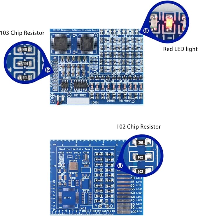 Yidab Soldering Practice Kit DIY Senior Two-sided SMD 1-row Red Flash LED Plug-in Circuit Kit Learn Soldering Kit For Beginners
