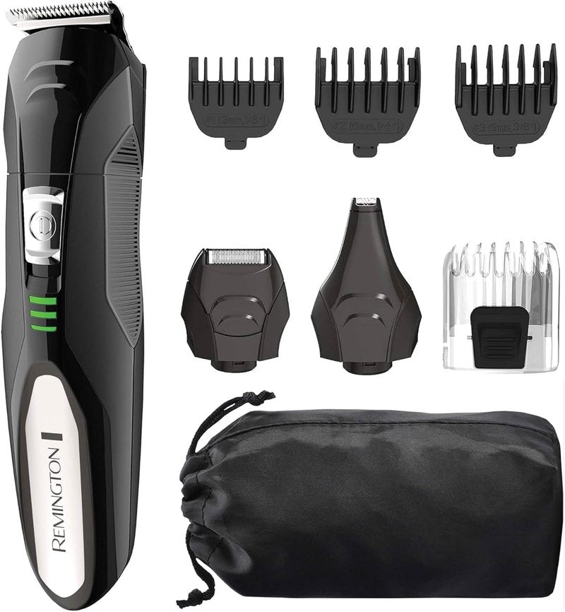 Remington All-in-One Grooming Kit - Lithium Powered 8-Piece Set for Men | Trimmer, Shaver, Clippers, Combs - Black