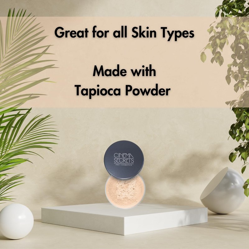 Cinema Secrets Ultralucent Setting Powder- Beige. Talc-Free Loose Mineral Powder for All Skin Types, Oil Control, Shine-Free Finish, Breathable, Weightless, & Moisture-Resistant, Organic Ingredients