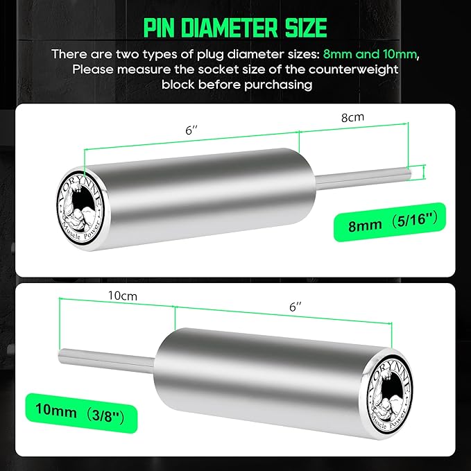 Vorynne Weight Stack Pin Extender for Gym Cable Machine & Home Gym, Ø 8 mm, Allowing Additional Olympic Weight Plates, Made of Durable Steel for Secure and Long-Lasting Use