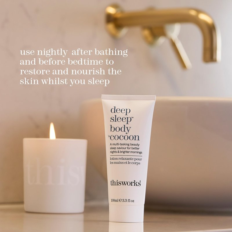 THISWORKS Deep Sleep Body Cocoon – Hydrating Body Lotion with Lavender, Chamomile & Vetivert – Soothing Nighttime Moisturizer for Dry Skin, Promotes Relaxation & Better Sleep – 100ml