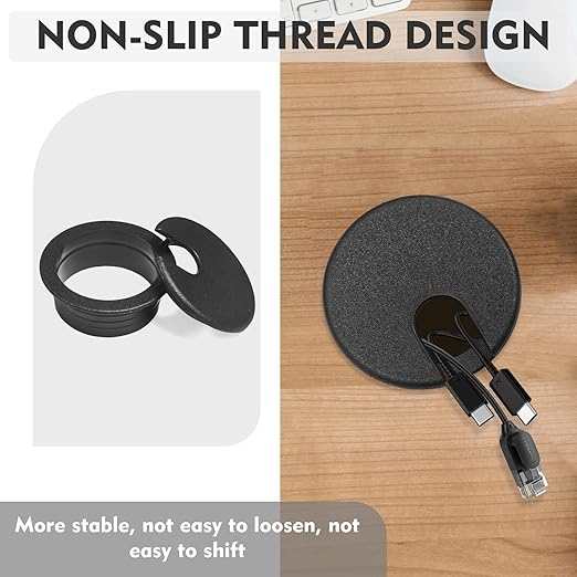 Femeng 2 Pcs Desk Grommet 1.5Inch, ABS Plastic Desk Hole Cover, U-Shaped Desk Wire Hole Insert for Office Home School Computer Desk Equipment Cable Cord Organizer