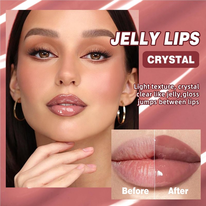 Riroenst 4-Piece Hydrating Lip Gloss Set, High Shine Glass Finish Plumping Lip Jam, Moisturizing Jelly Lipstick Gift for Women
