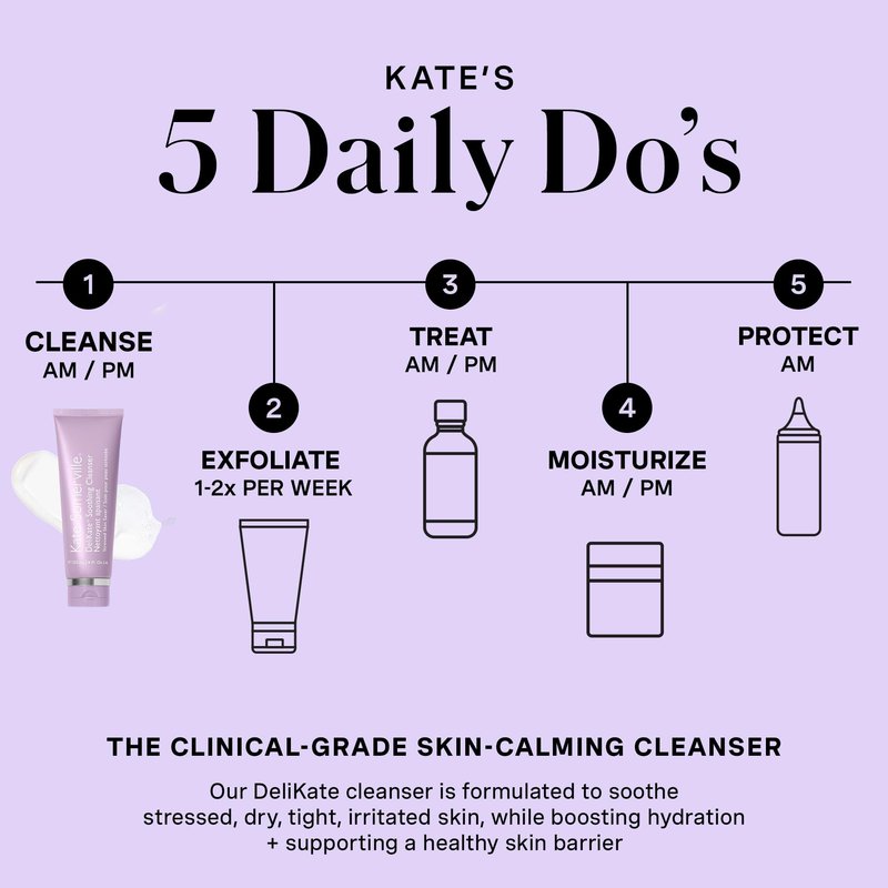 Kate Somerville DeliKate Soothing Cleanser – Hydrating Face Wash for Sensitive Skin, Clinically Proven to Relieve Redness, Irritation & Tightness, 4 Fl Oz