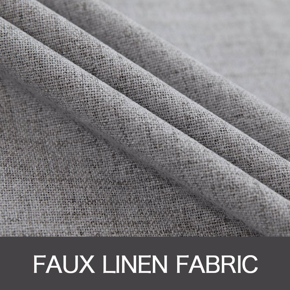 MIULEE Linen Blackout Curtains - 100% Thermal Insulated Grommet Drapes | Grey, 42" x 84" (2 PCs)
