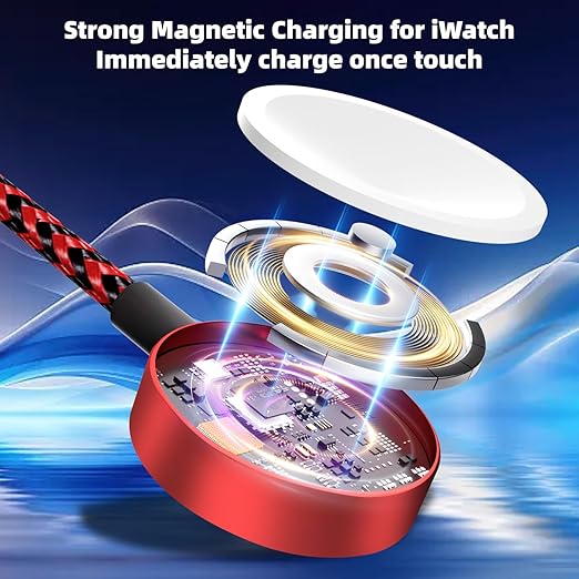 Cruise Essentials 2026, Travel Essentials Dual Type-C 4 in 2 Multi Charging Cable for iPhone Watch Charger/iPhone 17/IP, iWatch Charger, Compatible with iWatch 11-2/Ultra/iPhone 17-8,Car/ Camping 5FT