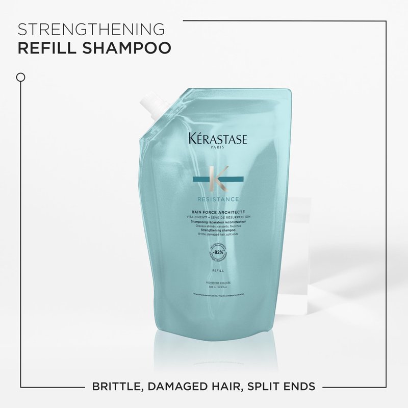 Kerastase Resistance Force Architecte Shampoo - Reconstructing Repair Shampoo For Weak and Damaged Hair, Formulated With Pro-Keratine Complex, 16.9 Fl Oz (Refill)