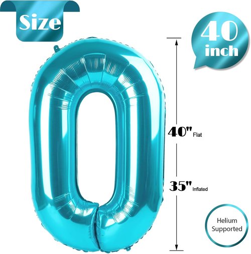 Blue Number Balloon 0 - 40 Inch Birthday Decoration | Perfect for Celebrations & Parties