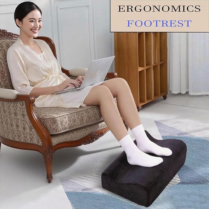 Foot Rest for Under Desk at Work,At Work Soft Ergonomic Footrest,Support Foot Pillow,Heel Chair,Leg Elevation Pillow,(Black)