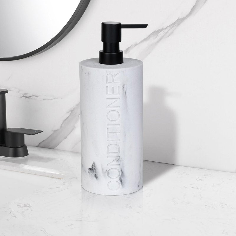 Indecor Home Conditioner Dispenser Luxurious Refillable Pump Bottle with Embossed Text, Durable Construction for Bathroom and Kitchen