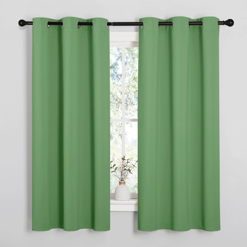 NICETOWN Froest Green Blackout Curtains 48 inches Length for Laundry Room, 2 Panels, 42" Wide, Thermal Insulated Decoration Drapes for Short Window