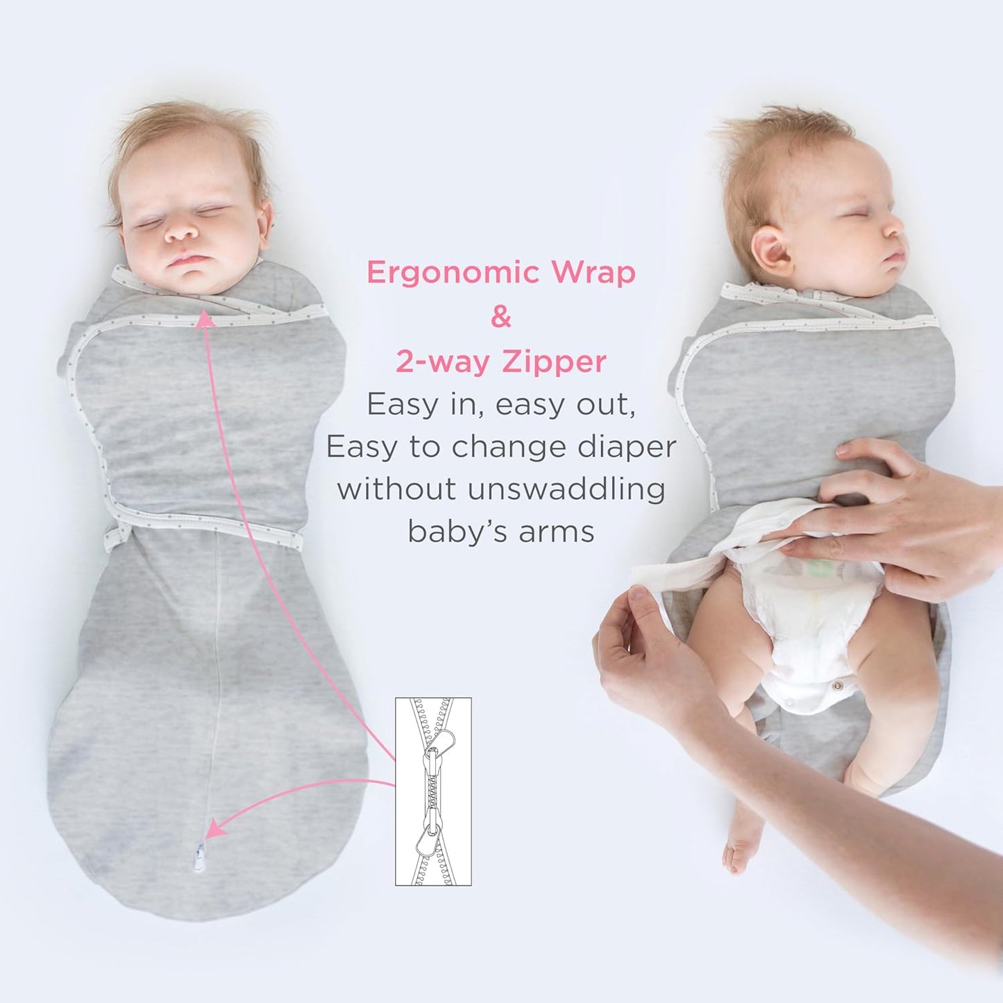 SwaddleDesigns 6-Way Omni Swaddle Sack - Arms Up Design for Newborns | Enhances Sleep, Small, 0-3 Months, Heathered Gray