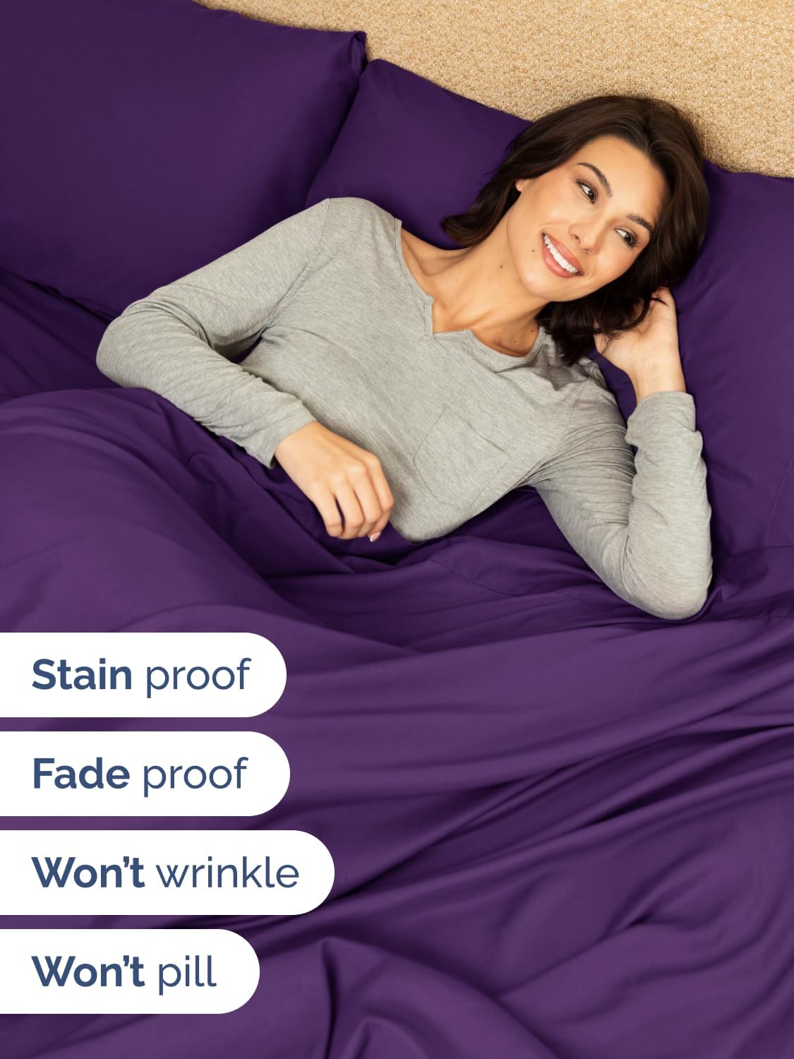 Skiennix Extra Deep Cal King Sheet Set | 6-Piece Breathable Cooling Bedding - Soft, Wrinkle-Free Purple