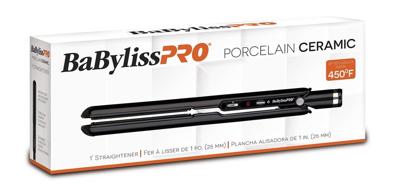 BaBylissPRO Porcelain Ceramic 1" Flat Iron and 1 1/4" Spring Curling Iron Prepack