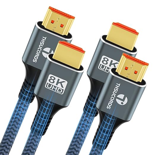 Thsucords 8K 4K HDMI Cable 3.3FT, High Speed Braided HDMI to HDMI 2.1 Cord Supports 8K@60Hz, 4K@120Hz 144Hz 48Gbps Compatible with Roku TV/PS5/HDTV/Blu-ray