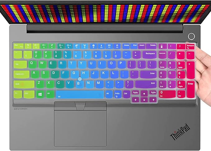 Colorful Keyboard Cover for 15.6" Lenovo ThinkPad E15 Gen 4/3/2 T15 T15p T15g L15 Gen 2 1 P51s P52 P52s P53 P72 P73/ThinkPad E580 E590 E595 L580 L590/ThinkPad T570 T575 T580 T590, Rainbow
