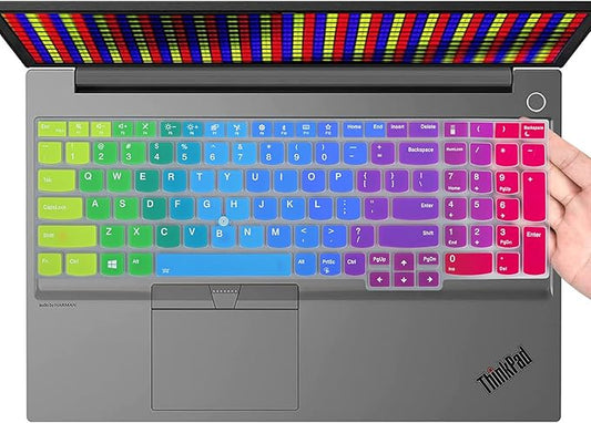 Colorful Keyboard Cover for 15.6" Lenovo ThinkPad E15 Gen 4/3/2 T15 T15p T15g L15 Gen 2 1 P51s P52 P52s P53 P72 P73/ThinkPad E580 E590 E595 L580 L590/ThinkPad T570 T575 T580 T590, Rainbow