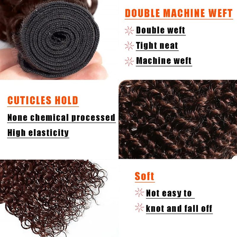 Human Hair Bundles 24 Inch Water Wave Single Bundle #4 Chocolate Brown Human Hair Unprocessed Native Virgin Hair 100g Total 1 Extension Wet and Wavy Human Hair Extensions for Women