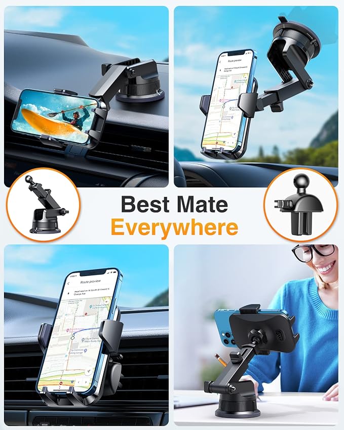 VANMASS Phone Holders for Your Car [Super Suction Cup] Cell Phone Mount Car Dashboard Windshield Vent Desk Fit for iPhone 17 Pro Max 16 15 14 Universal Handsfree Automobile Vehicle Cradle,Blue