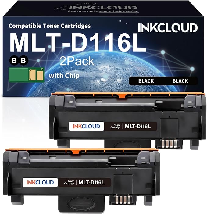 MLT-D116L High Yield 2Black Toner Cartridge Replacement for Samsung 116L D116L MLT D116L Toner Work with Xpress M2625D M2675FN M2676FH M2875FW M2875FD M2885FW M287x Printer