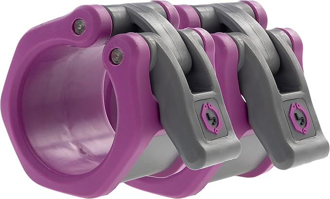 Lock-Jaw Barbell Collars HEX Olympic Barbell Clamps 2 Pcs – Heavy Duty Bar Clamps for 2” & 50mm Olympic Bars – Secure Weight Bar Clamps for Strength Training & Home Gym Accessories – Purple