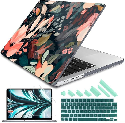 DONGKE Compatible with MacBook Pro 16 Inch Case (2026-2021 Release, M5 M4 M3 M2 M1 Pro/Max Chip), Plastic Hard Shell Cover with Keyboard Cover & Screen Protector for MacBook Pro 16", Painted Florals