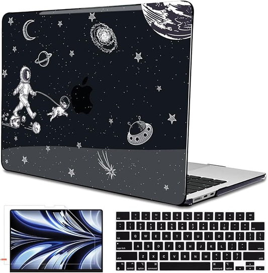 LCMOCICO for MacBook Air 13 Inch Case 2026 2025 2024 2023 2022 Release M5 A3449 M4 A3240 M3 A3113 M2 A2681, Scratch Resistant Plastic Hard Shell Case for MacBook Air 13.6 M5, Astronauts Space Dog