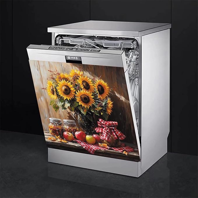 Sunflower Apples Magnet Dishwasher Cover Decorative Farmhouse Kitchen Vintage Dishwasher Covers for The Front Dishwasher Door Magnet 23" x 26" Magnetic