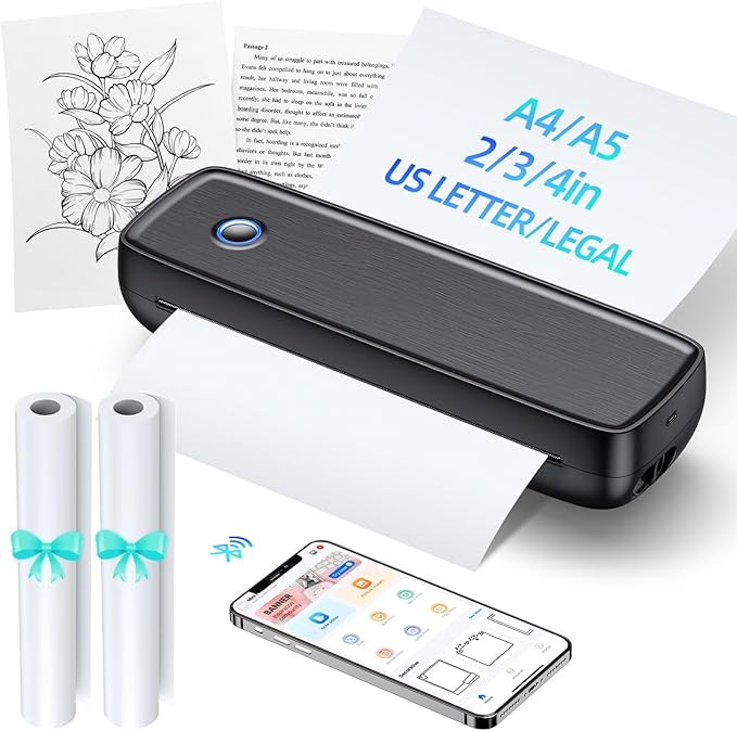 Aixiqee AixiqeePrinter for Travel，Bluetooth & USB & Labels