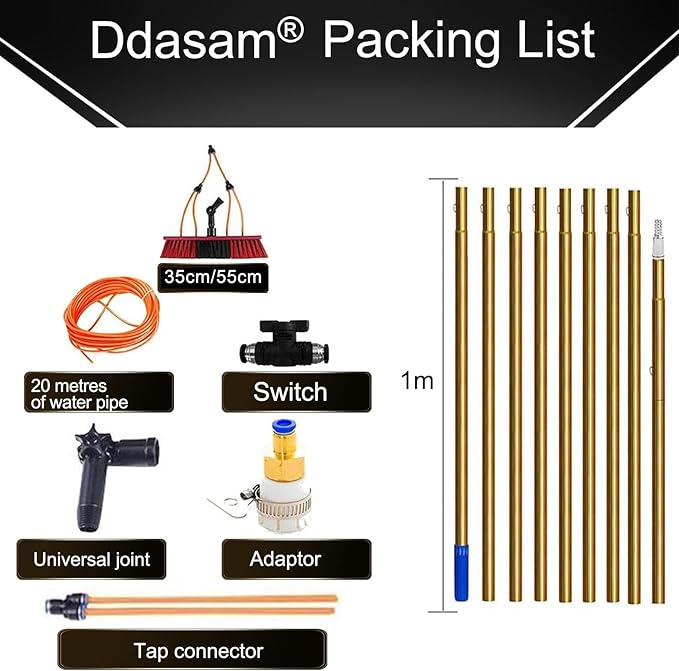 27FT Water Fed Pole & Backpack for Window Cleaning Telescopic Brush for Extendable Window Washing Roof Cleaner for Conservatory Photovoltaic Panel Cleaning Water Fed Pole
