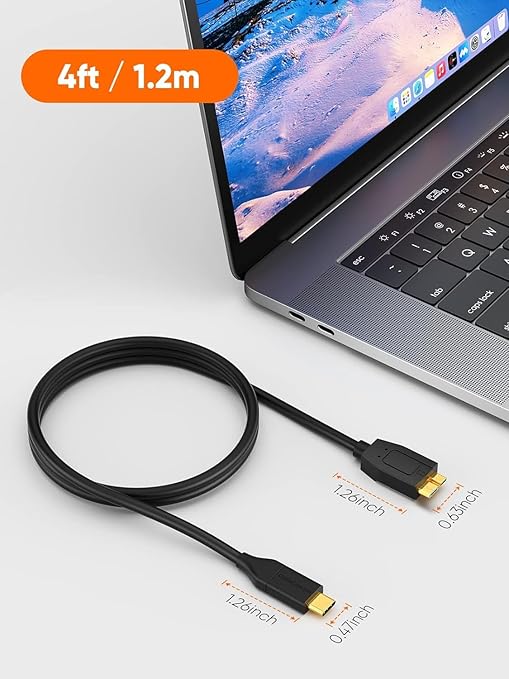 CableCreation USB C to Micro B Short Cable 4FT*2, 10G Micro B to USB C External Hard Drive Cable for iPhone 15/16/17,Samsung Galaxy S24,Seagate WD Westgate My Passport,MacBook Pro/Air, iPad/Tablet