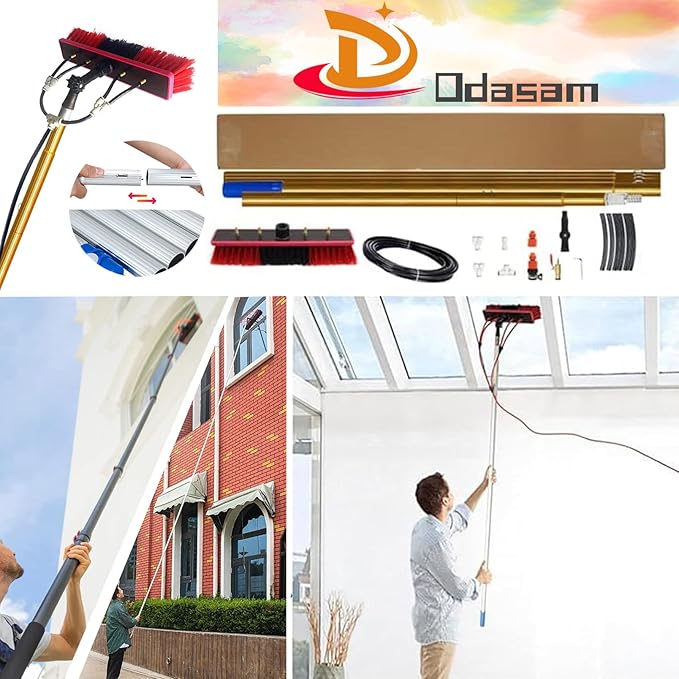 11m/36FT Water Fed Window Cleaning Pole with Hose Professional Cleaning Brush Equipment for Photovoltaic and Solar Panels Conservatory Roof Cleaner