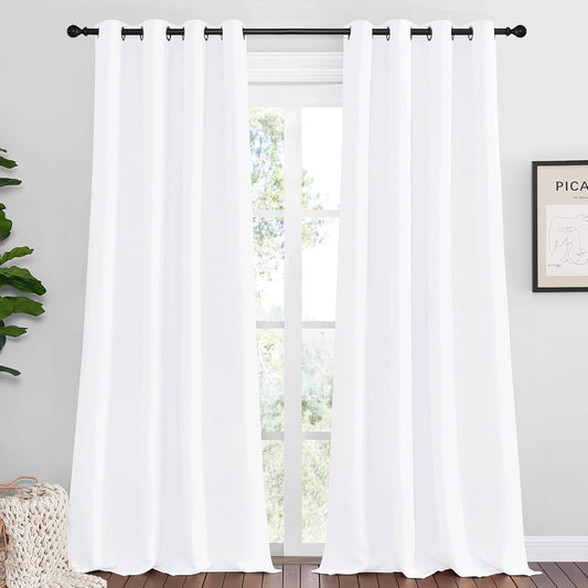 NICETOWN Blackout Curtains - Thermal Insulated Solid Panels for Kids Room | Pure White, 55 x 102 Inch, Set of 2