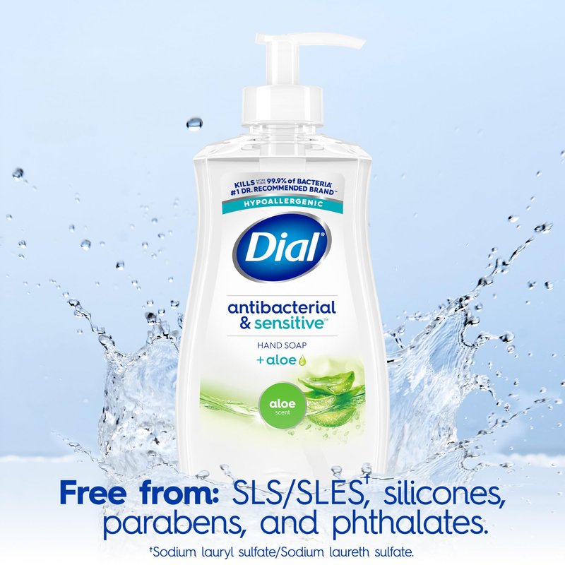 Dial Antibacterial Defense Liquid Hand Soap + Aloe, Aloe Scent, 11 Fl Oz (Pack of 12), Dermatologist-Tested Hand Wash, Gentle Formula