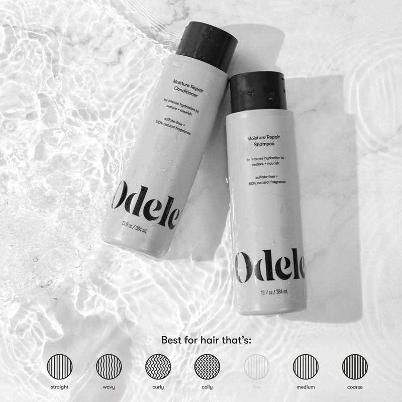 Odele Moisture Repair Sulfate-Free Shampoo & Conditioner Set, for Intense Hydration to Restore & Nourish Dry or Damaged Hair, 13 Fl Oz Each (2-Pack)