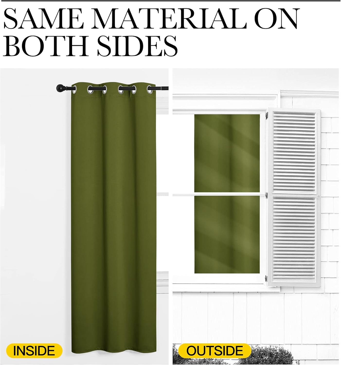 NICETOWN Olive Green Blackout Curtains - Thermal Insulated Drapes for Short Windows | 48" Length, 42" Wide, 2 Panels