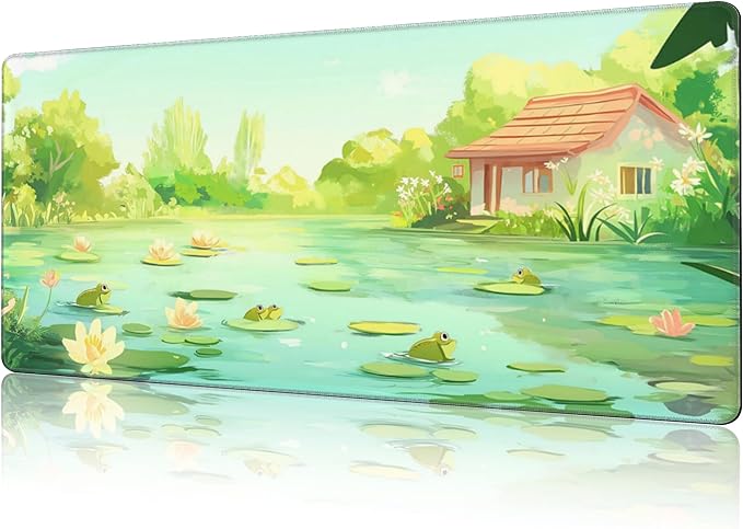 NIYLYNSYN Mouse Pad Large Frog in The Water Non-Slip Game Desk Mat with Stitched Edge Laptop Keyboard Desk Pad for Work Home Gaming (35.4 x 15.7 Inches)