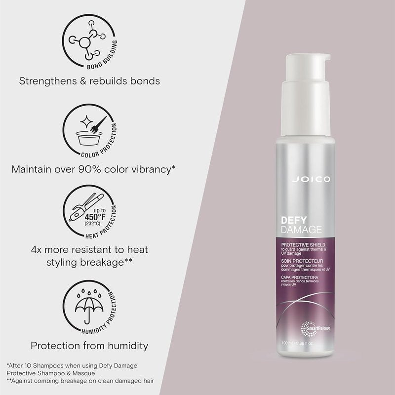 Joico Defy Damage Protective Shield - UV & Thermal Protection for Color-Treated Hair | Strengthens Bonds & Preserves Color with Moringa Seed Oil