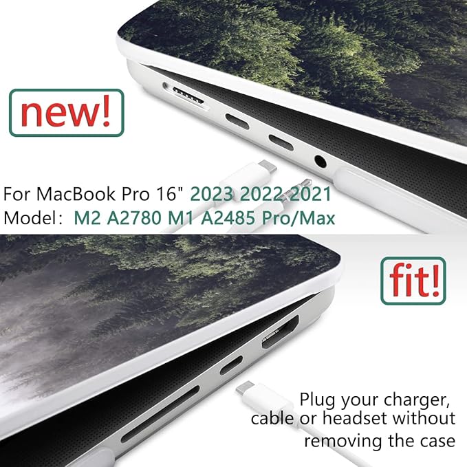 DONGKE Compatible with MacBook Pro 16 Inch Case (2026-2021 Release, M5 M4 M3 M2 M1 Pro/Max Chip), Plastic Hard Shell Cover with Keyboard Cover & Screen Protector for MacBook Pro 16", Forest