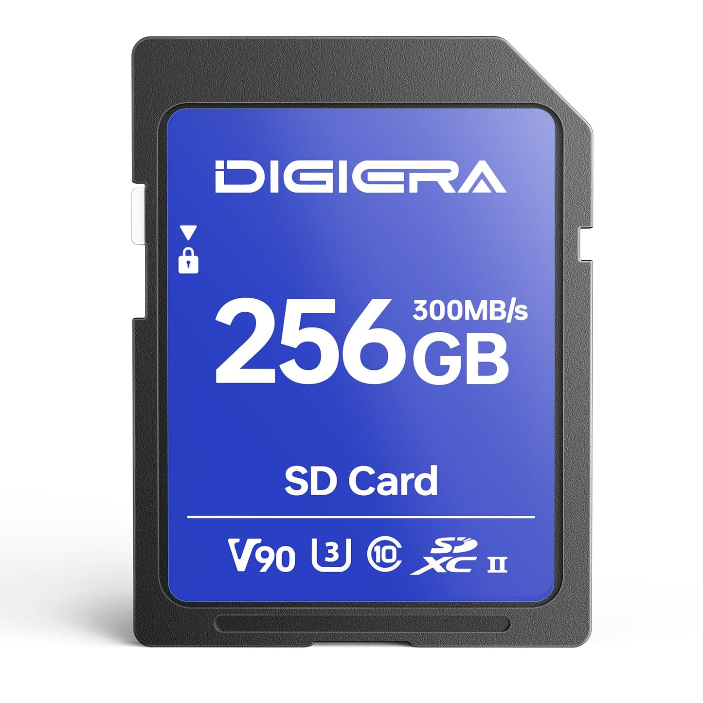 DIGIERA 256GB LSU200 SDXC UHS-II Memory Card - up to 300MB/s, C10, U3, V90, 8K, SD Card for Computers, Digital Cameras, Home Theatre Devices, Car Navigation Systems (1 Pack)