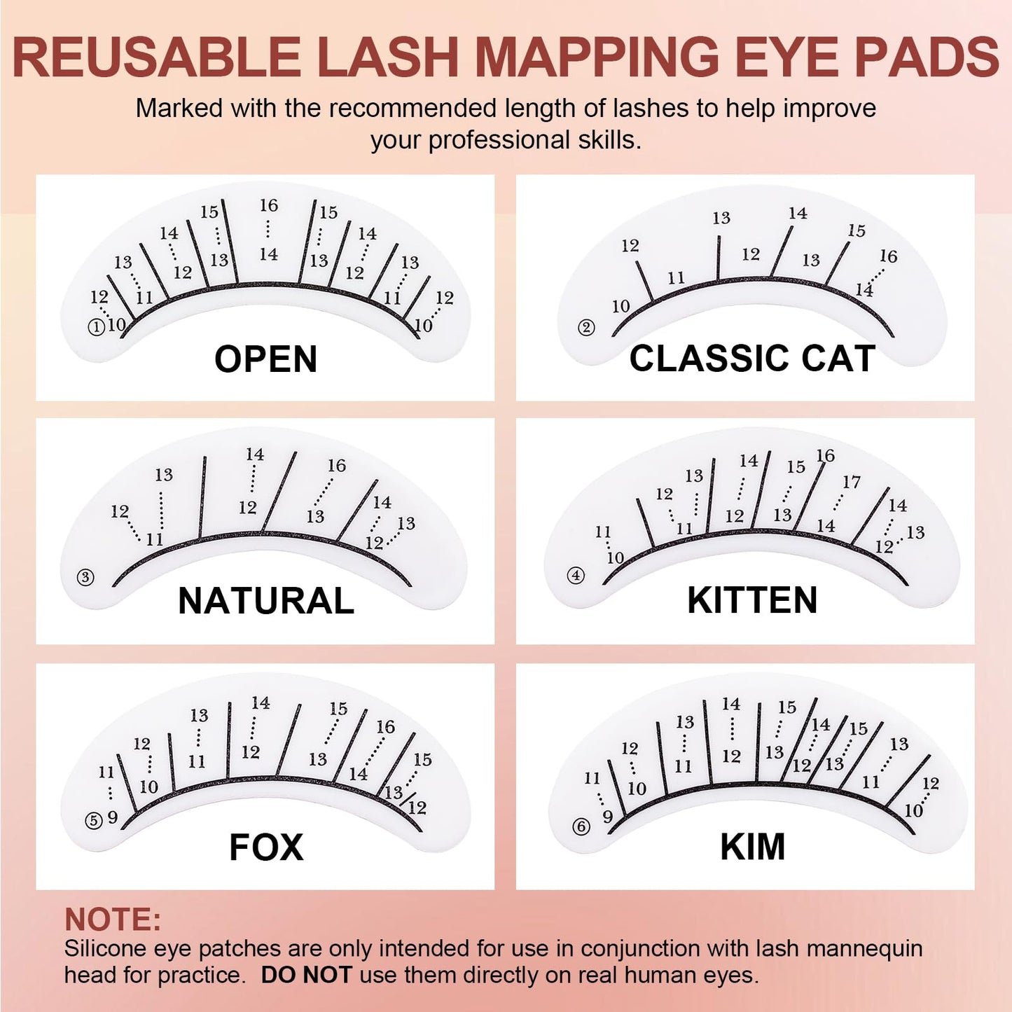 Miuffue Lash Practice Kit for Beginners with 80 Pairs Practice Lashes, Reusable Silicone Mapping Eye Pads, Latex-Free Eyelash Glue Training Eyelash Extension Supplies for Mannequin Head